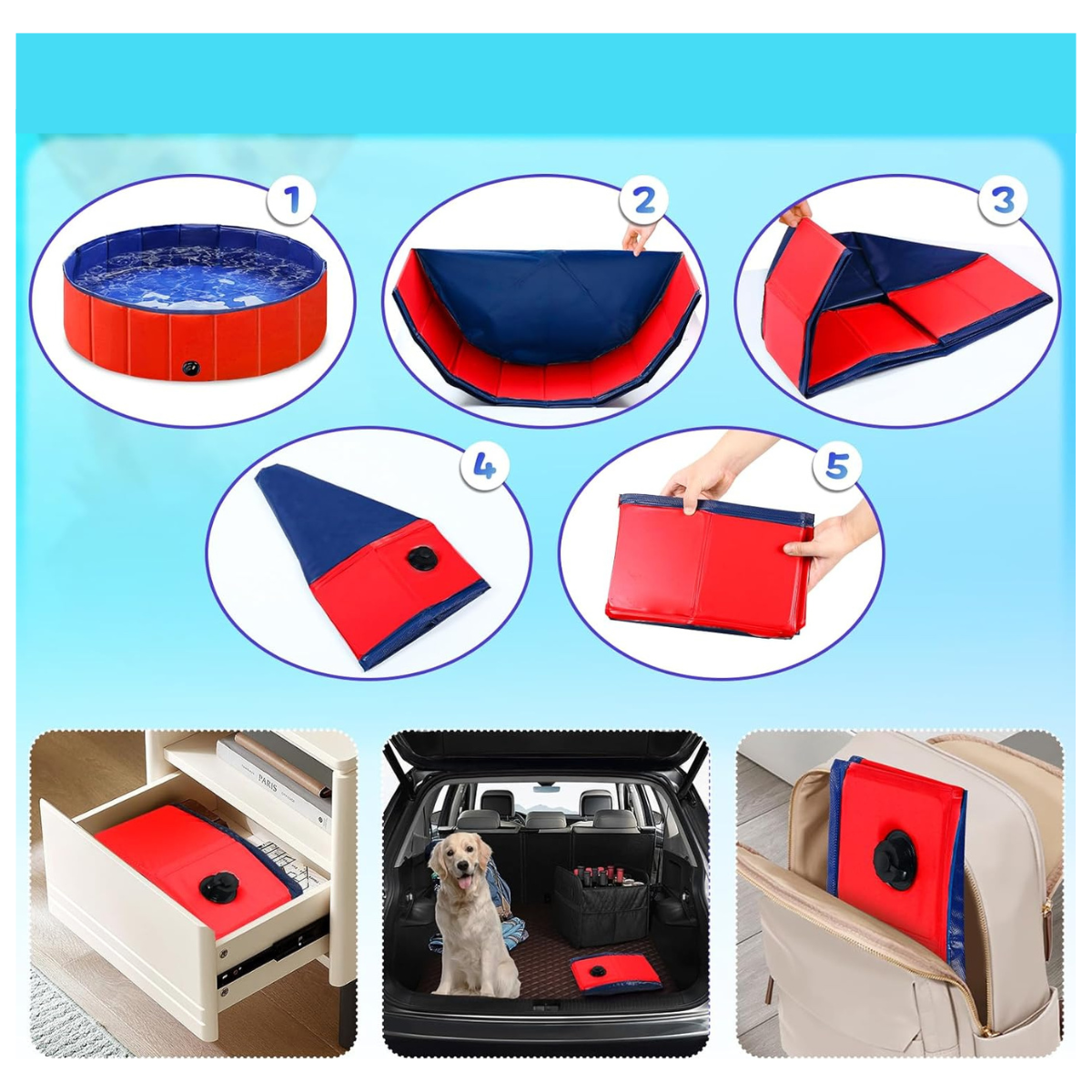 PISCINA PLEGABLE PARA MASCOTA 80x20 CM